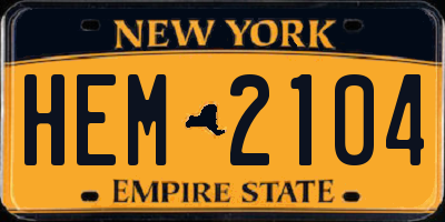NY license plate HEM2104