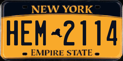 NY license plate HEM2114