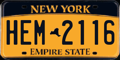 NY license plate HEM2116