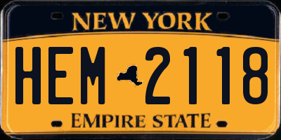NY license plate HEM2118