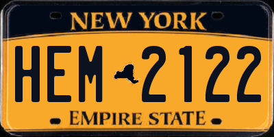 NY license plate HEM2122