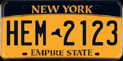 NY license plate HEM2123