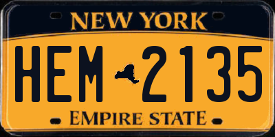 NY license plate HEM2135