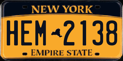 NY license plate HEM2138