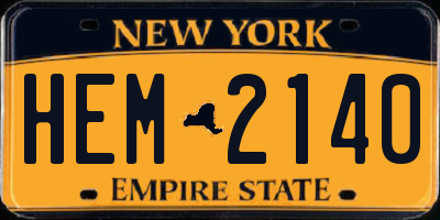 NY license plate HEM2140