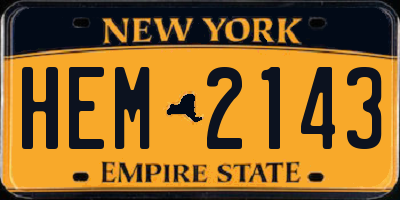NY license plate HEM2143
