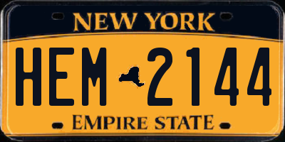 NY license plate HEM2144