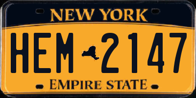 NY license plate HEM2147