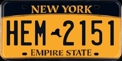 NY license plate HEM2151