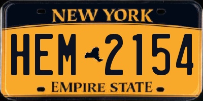 NY license plate HEM2154