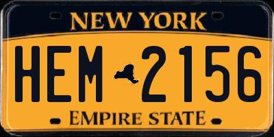 NY license plate HEM2156