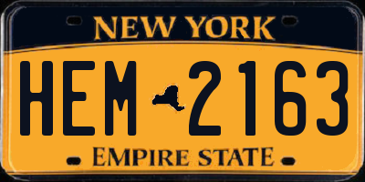NY license plate HEM2163