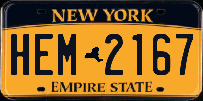 NY license plate HEM2167
