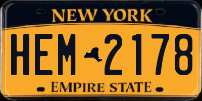 NY license plate HEM2178