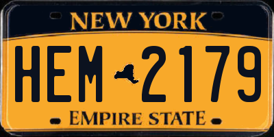 NY license plate HEM2179