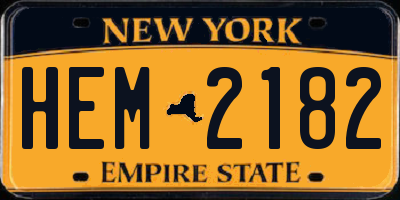 NY license plate HEM2182