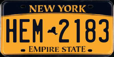 NY license plate HEM2183