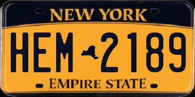 NY license plate HEM2189