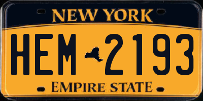 NY license plate HEM2193