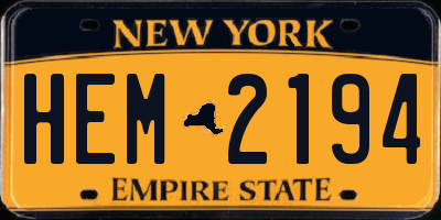NY license plate HEM2194