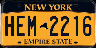 NY license plate HEM2216