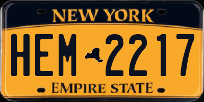 NY license plate HEM2217