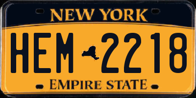 NY license plate HEM2218