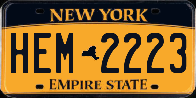 NY license plate HEM2223