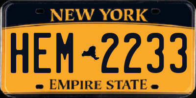 NY license plate HEM2233