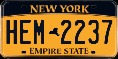 NY license plate HEM2237