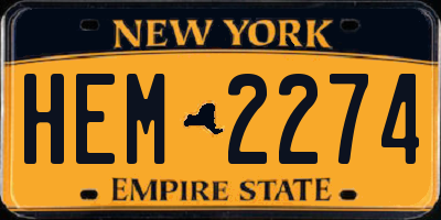 NY license plate HEM2274