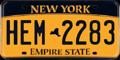 NY license plate HEM2283