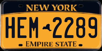 NY license plate HEM2289