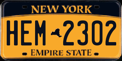 NY license plate HEM2302