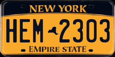 NY license plate HEM2303
