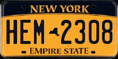 NY license plate HEM2308