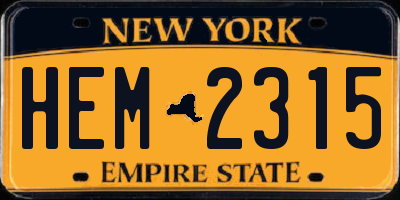 NY license plate HEM2315
