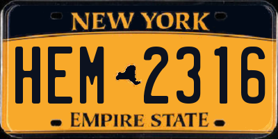 NY license plate HEM2316