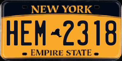 NY license plate HEM2318