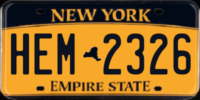 NY license plate HEM2326