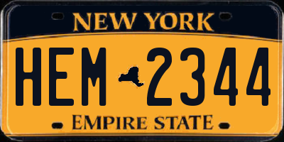 NY license plate HEM2344