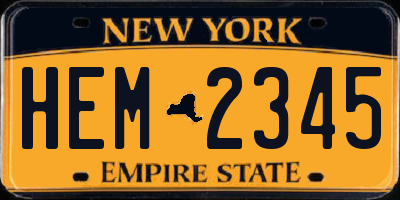 NY license plate HEM2345