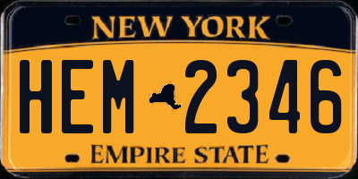 NY license plate HEM2346