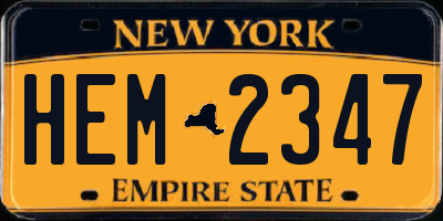 NY license plate HEM2347