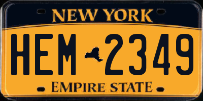 NY license plate HEM2349