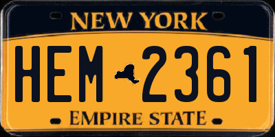 NY license plate HEM2361