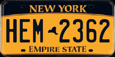 NY license plate HEM2362