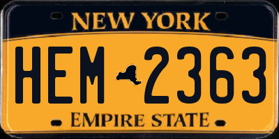 NY license plate HEM2363