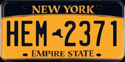 NY license plate HEM2371