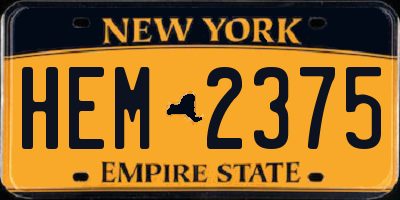 NY license plate HEM2375